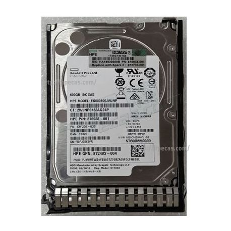 HPE 600GB 10K 12Gb/s SAS 2.5" SFF HP 512n ENT DS SC Gen8-Gen10 HDD (872477-B21, 872736-001, P12285-B21) R