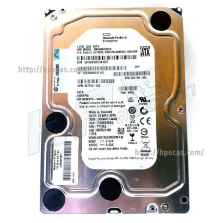 HPE 1TB 7.2k 6Gb/s SATA 3.5" LFF NHP 512n NCQ MDL RW HDD (659337-B21, 659337-S21, 659569-001, 801882-B21) N