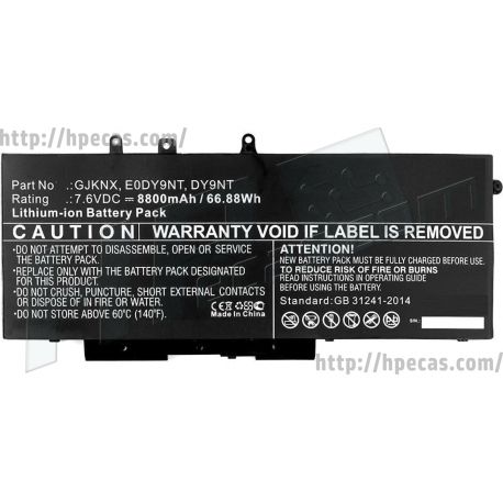 Bateria Dell Latitude 5280, 5290, 5480, 5490, 5491, 5495, 5580, 5590, 5591, Precision 3520, 3530 Compatível 4 células 7.6V 62.3Wh *8200mAh* (05YHR4, 0DV9NT, 0DY9NT, 0FPT1C, 0GD1JP, 0GJKNX, 0KCM82, 0MT31P, 5YHR4, DV9NT, DY9NT, FPT1C, GD1JP, GJKNX, KCM82) C