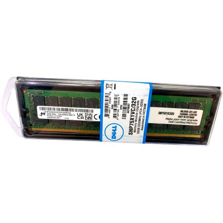 Memória DELL EMC Original 32GB (1x32GB) 2Rx4 PC4-3200AA-R 8-bit ECC SDP CAS:22-22-22 1.20V 64-bit RDIMM 288-pin STD (075X1V 75X1V, SNP75X1VC/32G, 370-AEVN, 370-AEVR, AA799087, AA810827) N