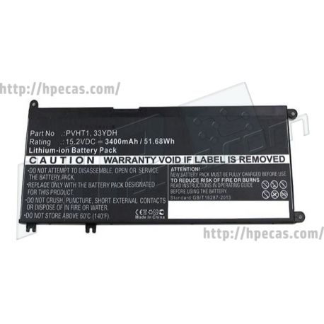 Bateria Compatível Dell 15.2V 52Wh  3400mAh - Inspiron 5568 7353 7368 7570 Latitude 3380 3400 3580 3590  (PVHT1, 81PF3, 7FHHV, J9NH2, 99NF2, W7NKD, 33YDH, 1GGDK) C