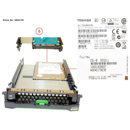 FUJITSU 600GB 15K 6Gb/s SAS 3.5" SFF-LFF 512N HP EP w/A3C40101977 HDD (38044198, A3C40178283, S26361-F5520-E560, S26361-F5520-L560) R