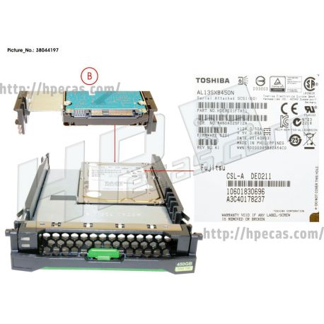 FUJITSU 450GB 15K 6Gb/s SAS 3.5" SFF-LFF 512N HP EP w/A3C40101977 HDD (38044197, A3C40178237, S26361-F5520-L545) R