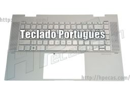 HP Top Cover com teclado em Português, Natural Silver, Backlight, Envy 15-ES (M45474-131, M50059-131)