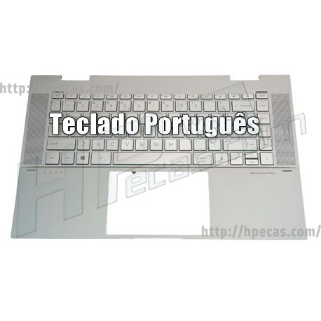 HP Top Cover com teclado em Português, Natural Silver, Backlight, Envy 15-ES (M45474-131, M50059-131)