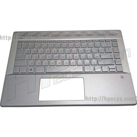 HP Top Cover com Teclado Português, Natural Silver, Backlight, Fingerprint Reader, PAVILION 14-CE  (L19195-131, L26428-131) N