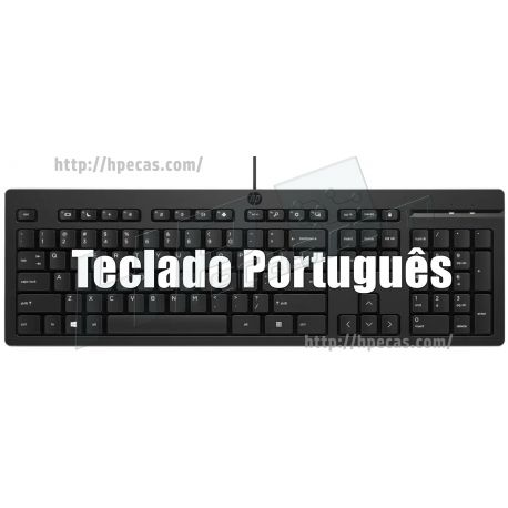 Teclado HP Português USB 125 WD (266C9AA-AB9, M27527-131)