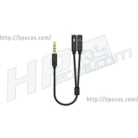 Aisens Cabo Adaptador Audio JACK 3.5 4 Pinos/M-2xJACK 3.5 3 Pinos/H - 25cm (A128-0416) N