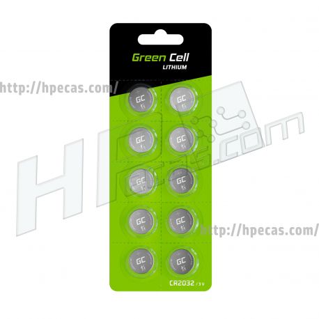 Green Cell Blister 10x Lithium Bateria CR2032 3V 220mAh Button (XCR01) N