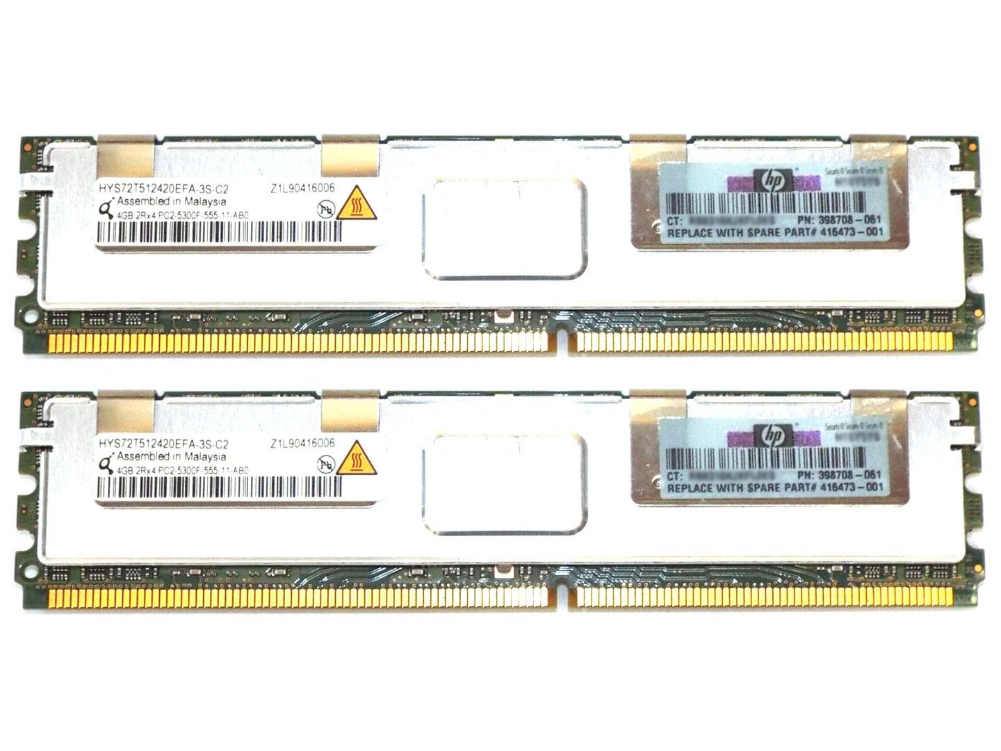 Memória HP 8GB (2x 4GB) 2Rx4 PC2-5300F DDR2-667 FB/ECC CL9 1.8V