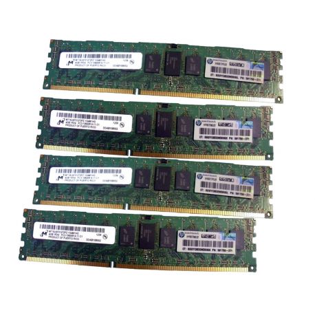 HPE 16GB (4X4GB) 1RX4 PC3-10600R DDR3-1333 Registered CL9 ECC 1.50V STD (591750-371, AH340A, AM327-69001) N