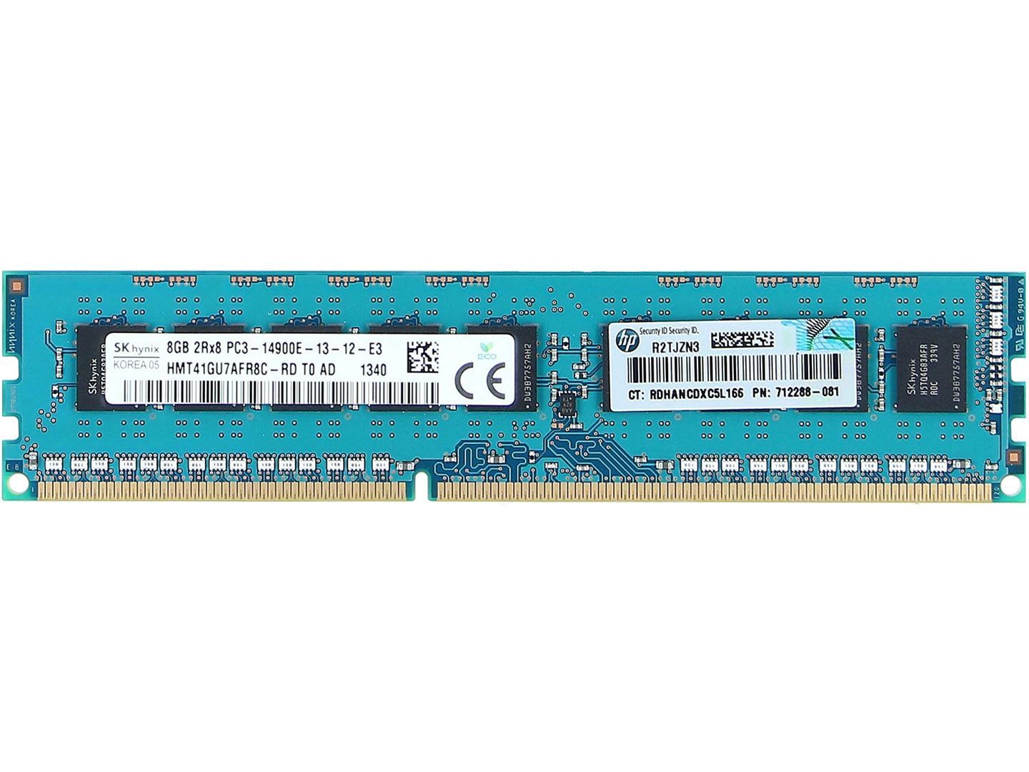 HPE 8GB (1x8GB) 2Rx8 PC3-14900E-13 DDR3-1866 ECC 1.50V UDIMM 240