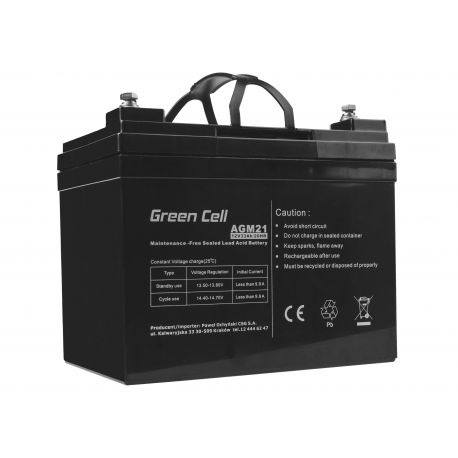 Green Cell AGM VRLA 12V 33Ah maintenance-free Bateria para mower, scooter, boat, wheelchair (AGM21)