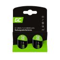 Rechargeable Baterias 2x D R20 HR20 Ni-MH 1.2V 8000mAh Green Cell (GR15)