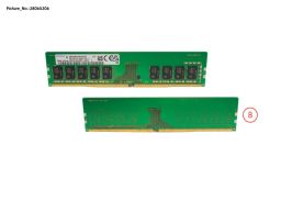 Memória FUJITSU  8GB (1x8GB) 1R PC4-3200AA-E 8-bit ECC SDP CAS:22-22-22 1.20V 64-bit UDIMM 288-pin STD (38065306, PY-ME08UG2) N