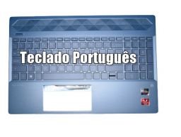 HP Top Cover com Teclado Português, Cloud Blue, SEM Backlight, HP Pavilion 15-cs, 15-cw, 15t-cs, 15z-cw Series (L49392-131)