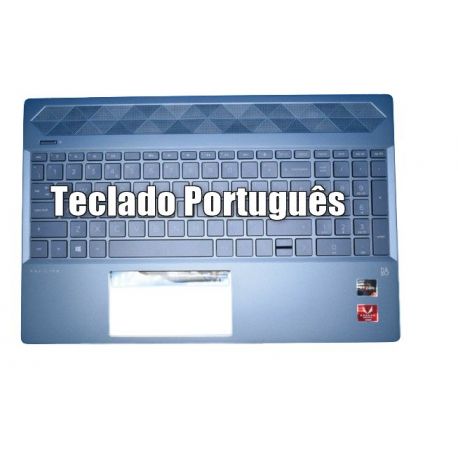 HP Top Cover com Teclado Português, Cloud Blue, SEM Backlight, HP Pavilion 15-cs, 15-cw, 15t-cs, 15z-cw Series (L49392-131, L55709-131)