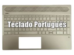 HP Top Cover com Teclado Português, Pale Gold, SEM Backlight, HP Pavilion 15-cs, 15-cw, 15t-cs, 15z-cw Series (L24755-131)