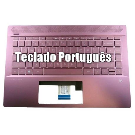 HP PAVILION 14-CE Top Cover com Teclado Português, Plum Mauve, Backlight (L51752-131, L56734-131, 9Z.NF2BQ.A06, NSK-XMABQ) N