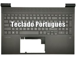 Top Cover com Teclado Português, Mica Silver, Backlight, HP Victus 16-D0, 16-E0 Series sem gráficos RTX (M54738-131) N