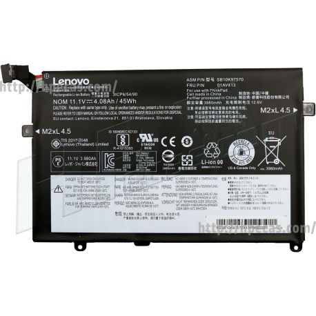 Bateria Lenovo Original, ThinkPad E470, E475, 3-células 11.1V 45Wh 4080mAh (01AV411, 01AV412, 01AV413, SB10K97568, SB10K97569, SB10K97570) N