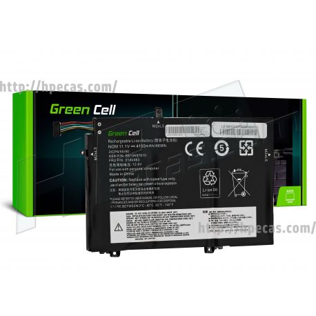 Bateria Compatível Green Cell L17C3P52 L17L3P52 L17M3P53 L17M3P54 para Lenovo ThinkPad L480 L490 L580 L590 L14 L15 Gen 1 Gen 2 *10.8V 4100mAh* (LE168)