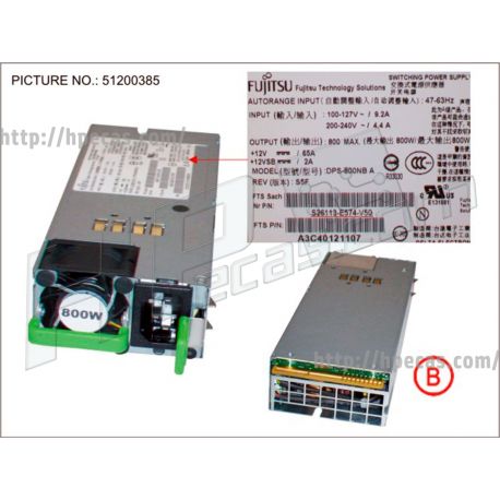 Fujitsu RX200 S7, RX300 S7/S8 Fonte Alimentação Modular 800w Platinum Hot Plug Power Supply (38019767, A3C40121107, DPS-800NB A, DPS-800NB-A, S26113-E574-V50, S26113-F574-E10, S26113-F574-L10) N