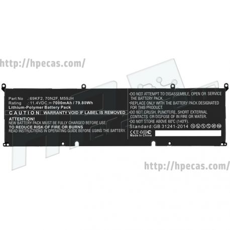 Bateria Compatível Dell * 11.55V 6000mAh 69Whr (70N2F)