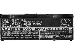 Bateria HP Compatível SR04070XL, 4C 15.4V 53Wh 4323mAh, Omen 15-ce0, 15-ce1, 15-ce6, 15t-ce1 (917724-855, 917724-856, 917678-171, 917678-172, 917678-1B1, 917678-1B2, 917678-271, 917678-272, 917678-2B1, 917678-2B2, SR04070XL-PL, HSTNN-DB7W, HSTNN-IB7Z) C