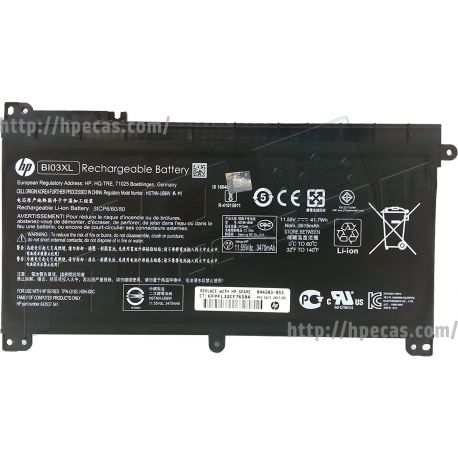 Bateria HP BI03XL/ON03XL Original de 3 células 11.55V 41.5Whr 3610mAh (843537-1C1, 843537-421, 843537-541, 844203-850, 844203-855, 915230-421, 915230-541, 915486-855, HSTNN-IB8Z, HSTNN-LB7P, HSTNN-UB6W, TPN-W118) N