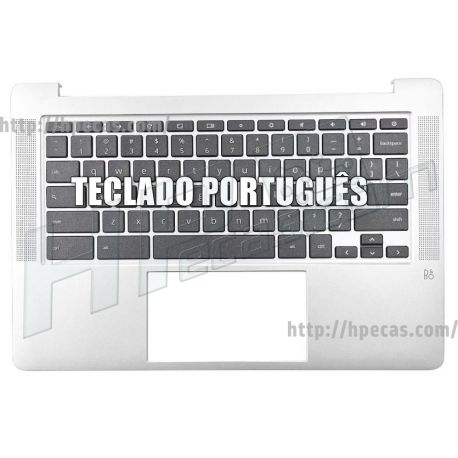 HP Top Cover com teclado Português, Ash Gray, Chromebook 14a Series (L91511-131, L99261-131)