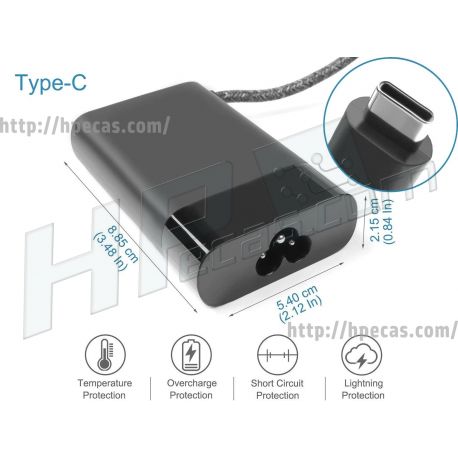 Carregador HP Original Smart 65W 20V 3.25A USB Type-C (AC185, 1HE08UT, 3PN48AA, L04540-001, L04540-002, L04540-007, L04650-850, L45962-001, L45962-002, L45962-850) N