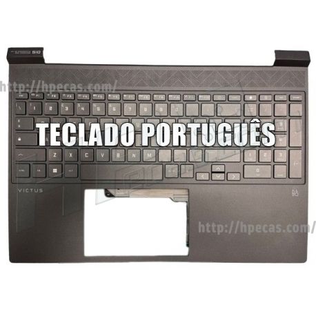 HP Top Cover com Teclado Português, Mica Silver, com backlight, VICTUS 15-FA, 15-FB Series (N13298-131)