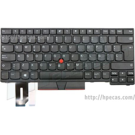 Teclado FRU COMO FL Preto Español para Lenovo ThinkPad E480, E485, E490, E495, L380, L390, L480, L490, P43S, T480S, T490, T495 (01YP250, 01YP330, 01YP410, 01YP490) N